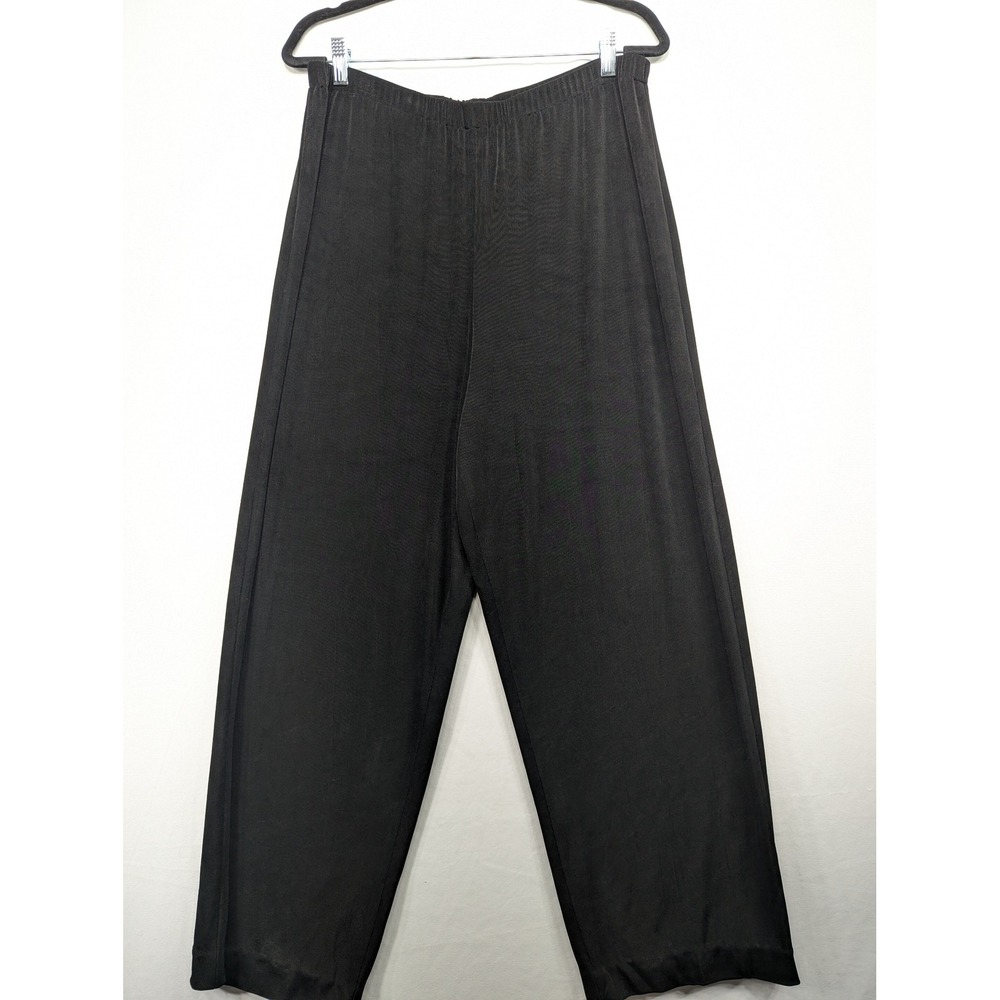 Alex Evenings Black Wide Leg Dress Pants Elastic Waist Plus Size 16 Made in USA